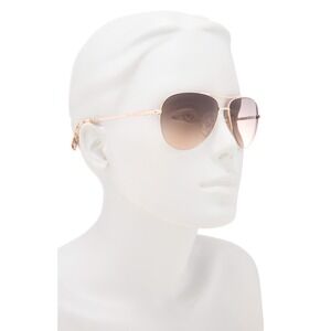 Ted Baker London Rose Gold Polarized Aviator Sunglasses Set with Case Gradient